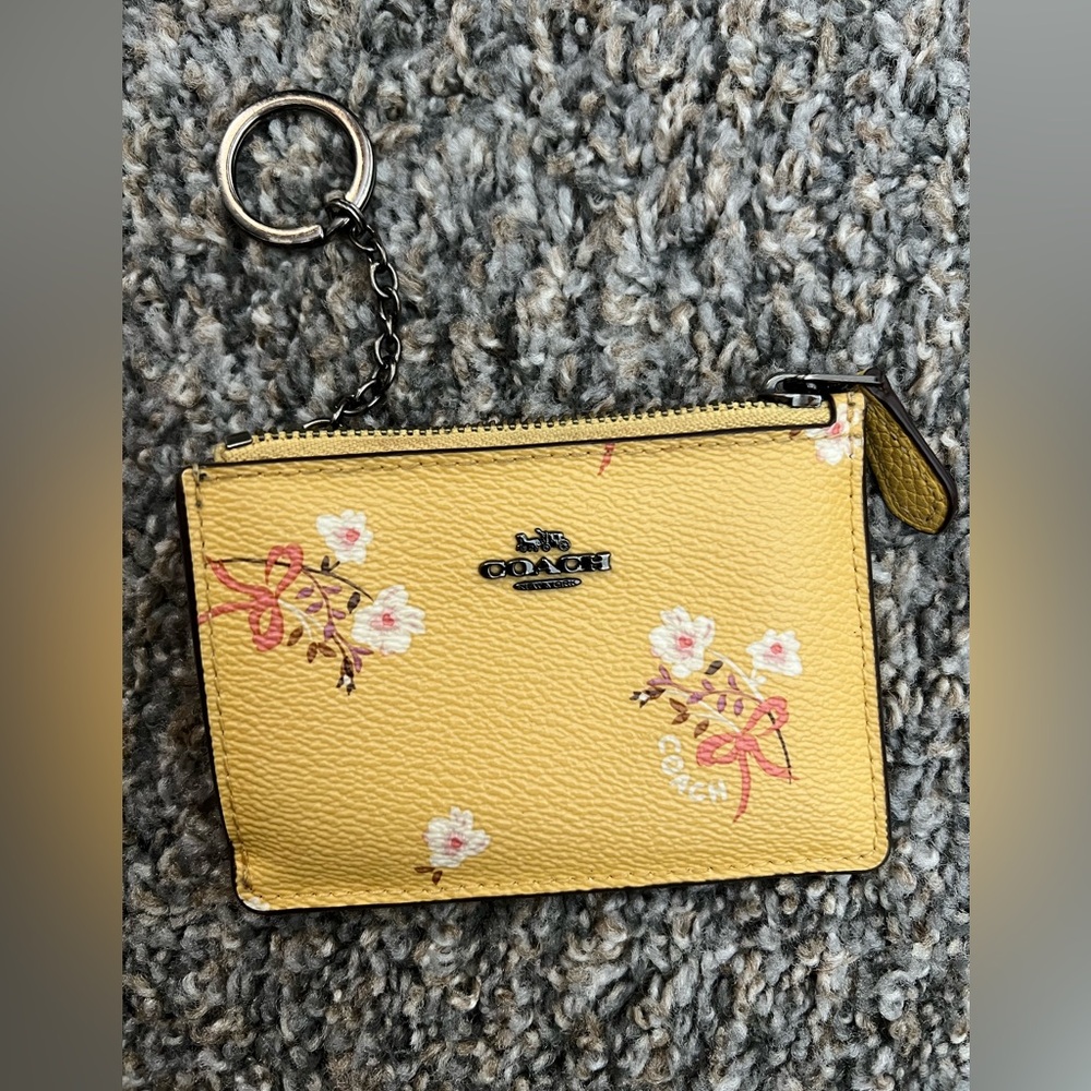 Coach Mini Skinny ID Case with Floral Bow Print